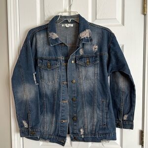 SAY WHAT? Distressed Denim Jacket - Size M